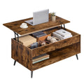 Lift-Top Coffee Table with Hidden Storage — Rustic Brown